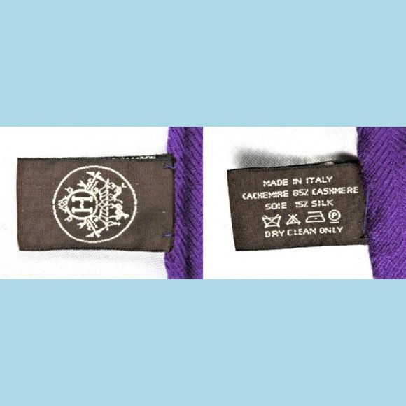 HERMES Shawl Libris Wrap Scarf Purple Cashmere Silk Oversized 80"/33" Authentic - Picture 12 of 12